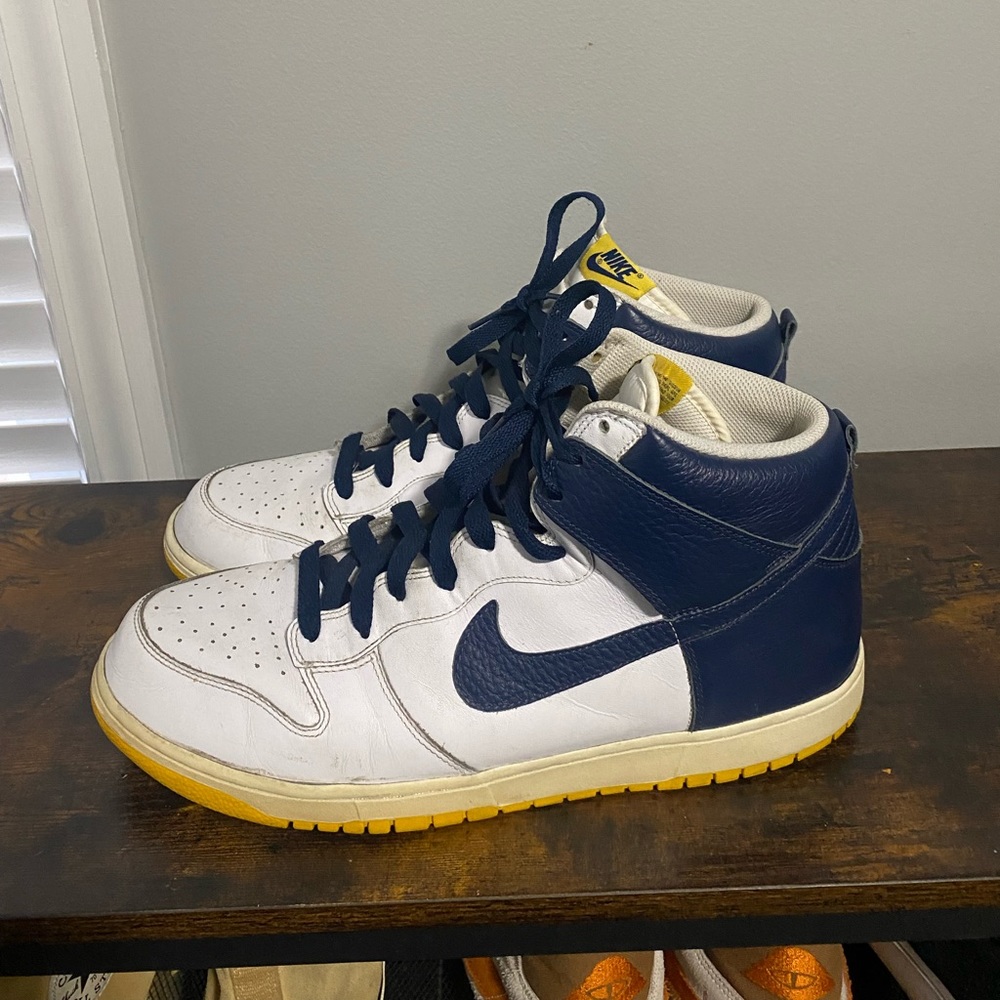 Nike Dunk White/Midnight Navy-Varsity Maize size 14